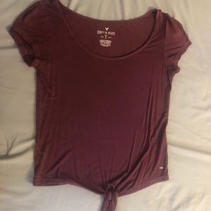 American Eagle Maroon Soft and Sexy Tee